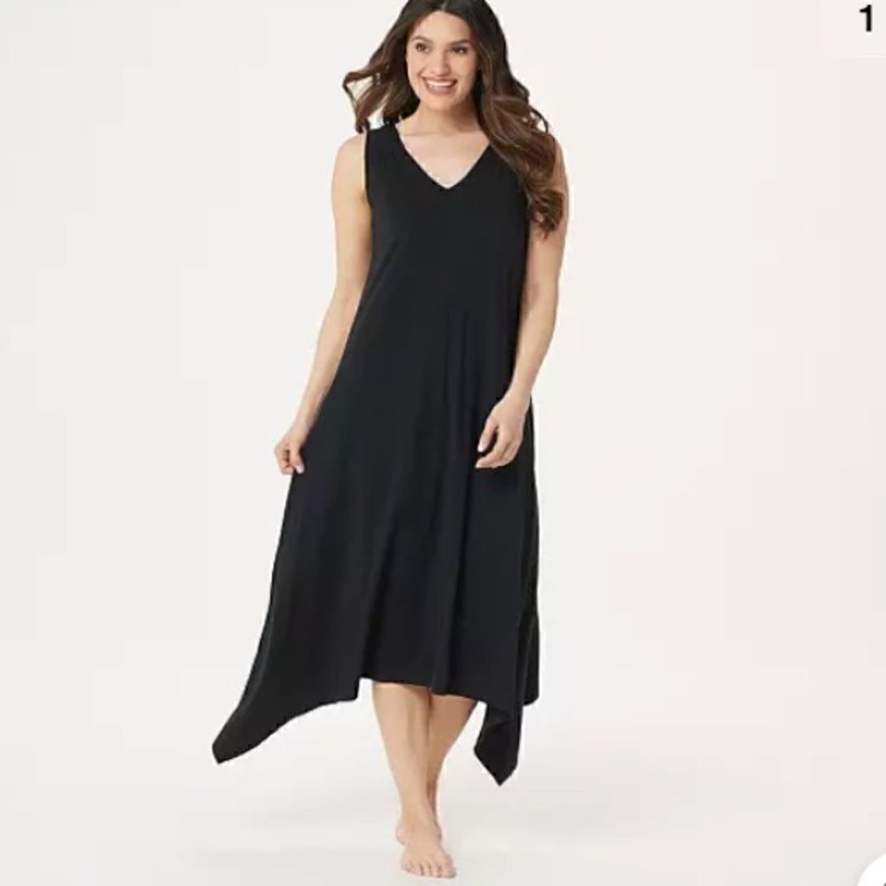 Anybody Black Cozy Knit Shark-bite Hem Dress